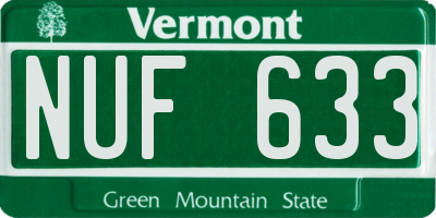 VT license plate NUF633