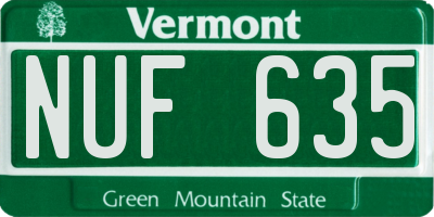 VT license plate NUF635