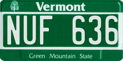 VT license plate NUF636