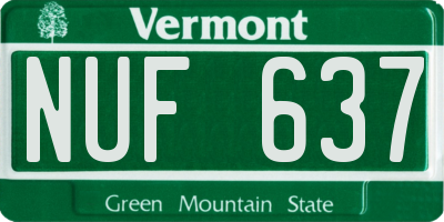 VT license plate NUF637