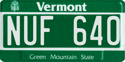 VT license plate NUF640