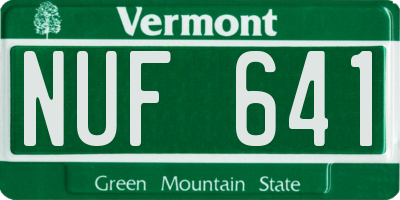VT license plate NUF641