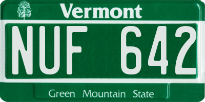 VT license plate NUF642