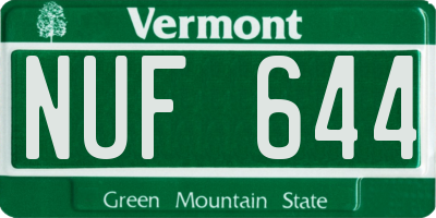 VT license plate NUF644