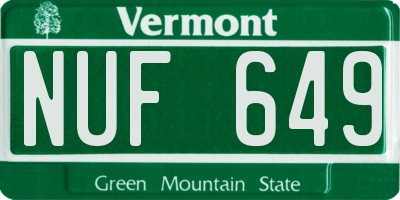 VT license plate NUF649