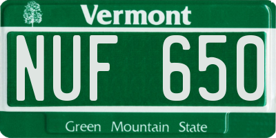 VT license plate NUF650