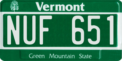 VT license plate NUF651