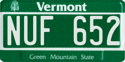 VT license plate NUF652