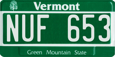VT license plate NUF653