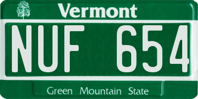 VT license plate NUF654