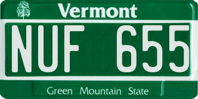 VT license plate NUF655