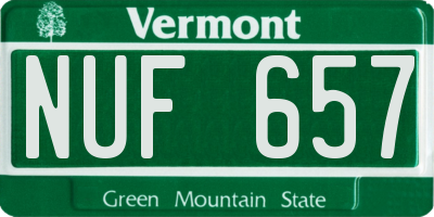 VT license plate NUF657