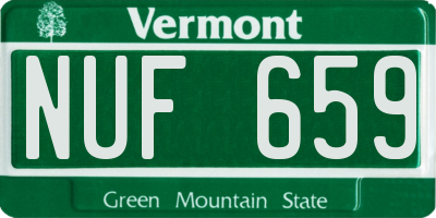 VT license plate NUF659