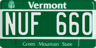 VT license plate NUF660