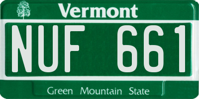 VT license plate NUF661