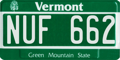VT license plate NUF662
