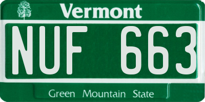 VT license plate NUF663