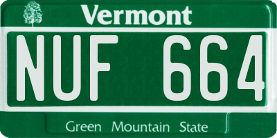 VT license plate NUF664