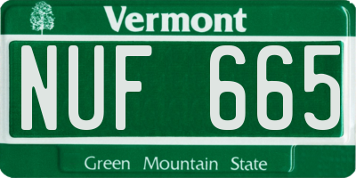 VT license plate NUF665