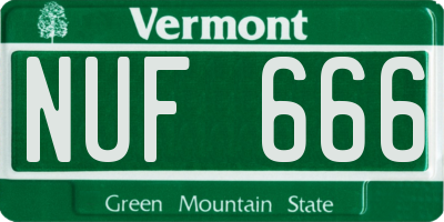VT license plate NUF666