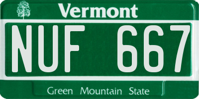 VT license plate NUF667
