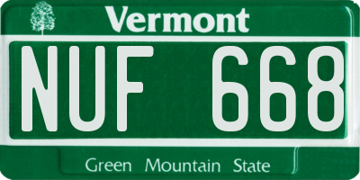 VT license plate NUF668