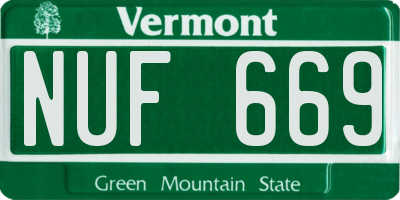 VT license plate NUF669