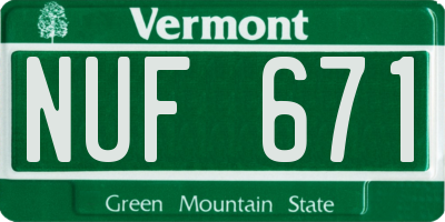 VT license plate NUF671
