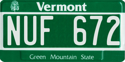 VT license plate NUF672