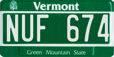 VT license plate NUF674
