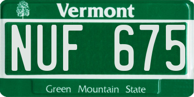 VT license plate NUF675