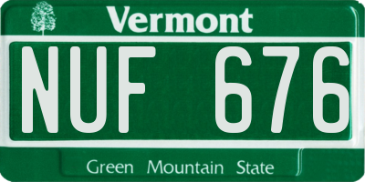 VT license plate NUF676