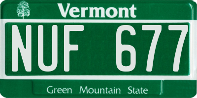 VT license plate NUF677