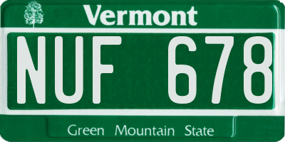 VT license plate NUF678