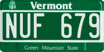 VT license plate NUF679