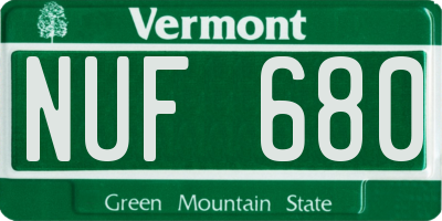 VT license plate NUF680