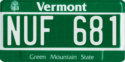 VT license plate NUF681