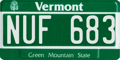 VT license plate NUF683