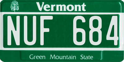 VT license plate NUF684