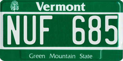 VT license plate NUF685
