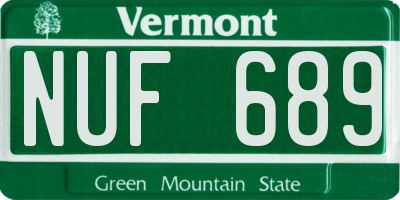 VT license plate NUF689