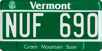 VT license plate NUF690