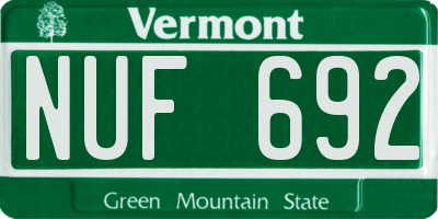 VT license plate NUF692