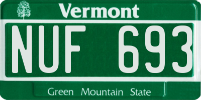 VT license plate NUF693