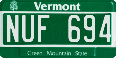 VT license plate NUF694