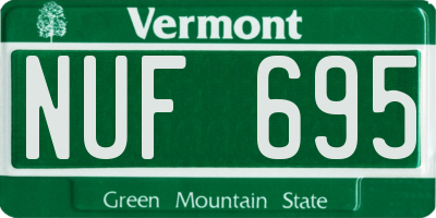 VT license plate NUF695