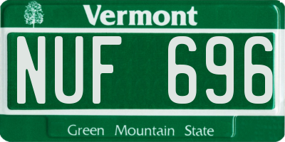 VT license plate NUF696