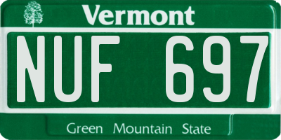 VT license plate NUF697