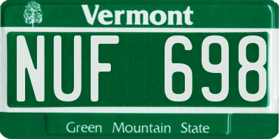 VT license plate NUF698