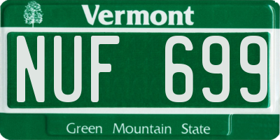 VT license plate NUF699
